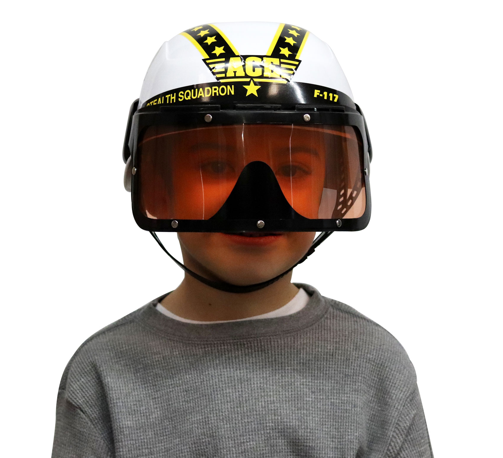 Armed Forces Pilot Helmet front visor down on child