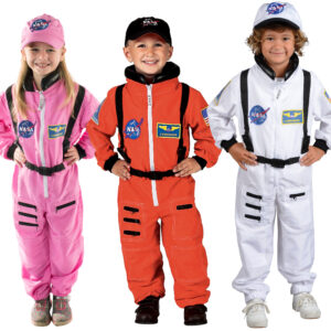 pink, white and orange astronaut suit