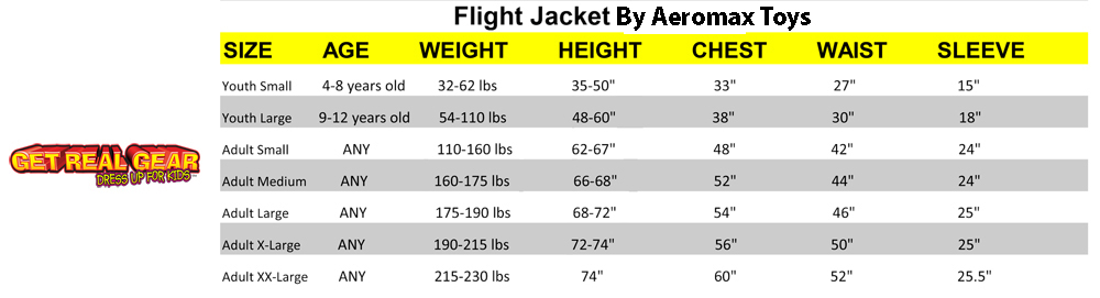 Flight Jackets Flight Jacket Size Chart