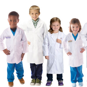 six lab coat designs on children