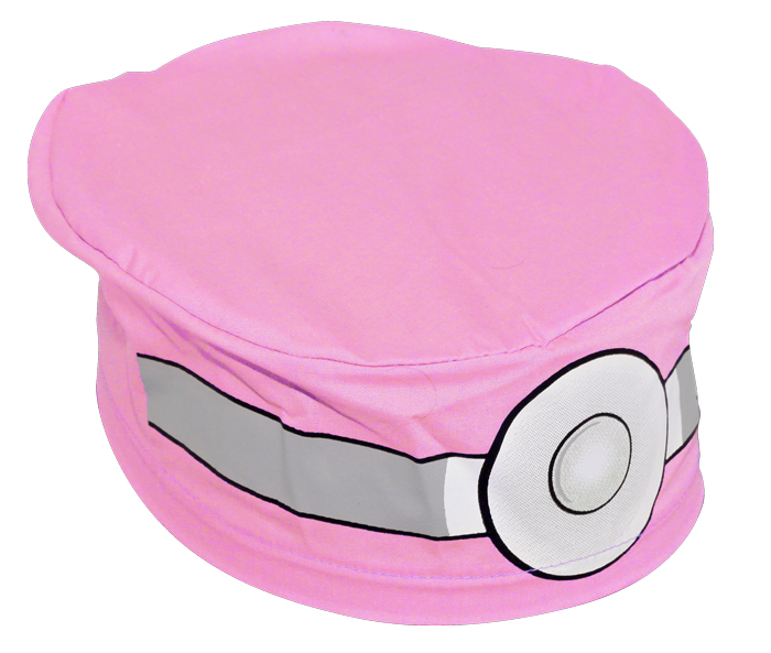 Pink scrub cap with picture of grey stethoscope on the front