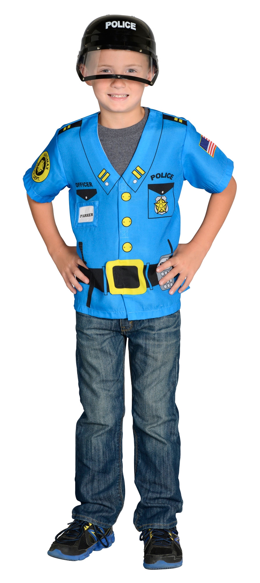 My 1st Career Gear Police shirt with police helmet on child