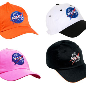 All astronaut caps, orange, white, pink and black