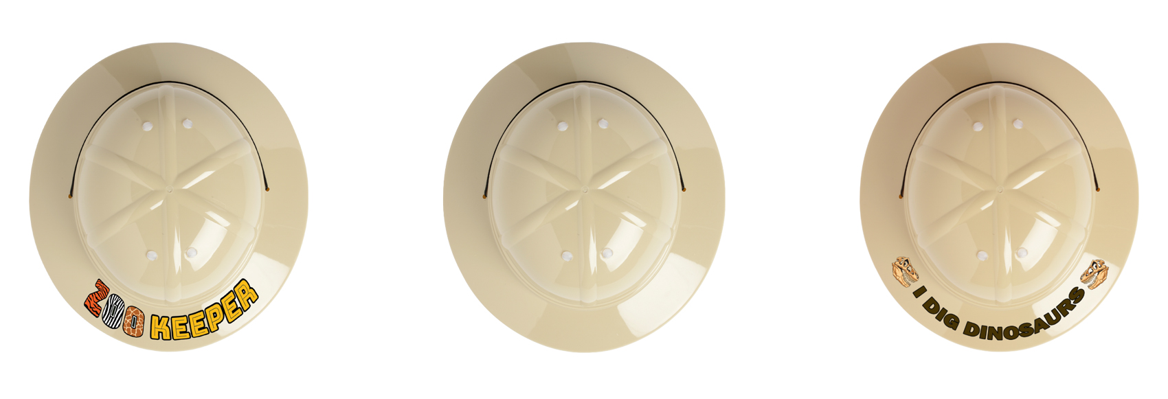 All 3 versions of safari helmet top view