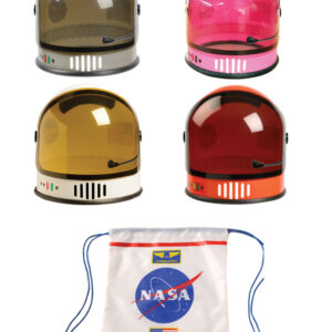 Silver, Pink, White and Orange Astronaut Helmet with Astronaut Drawstring bag