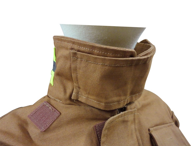FTCLOSED close up of collar closed on Tan firefighter