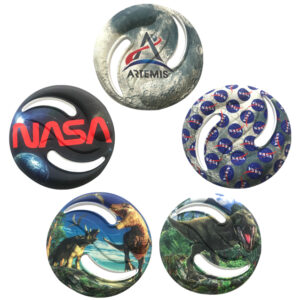 5 Flying Discs, Artemis, NASA Logos, Dinos and T-REX