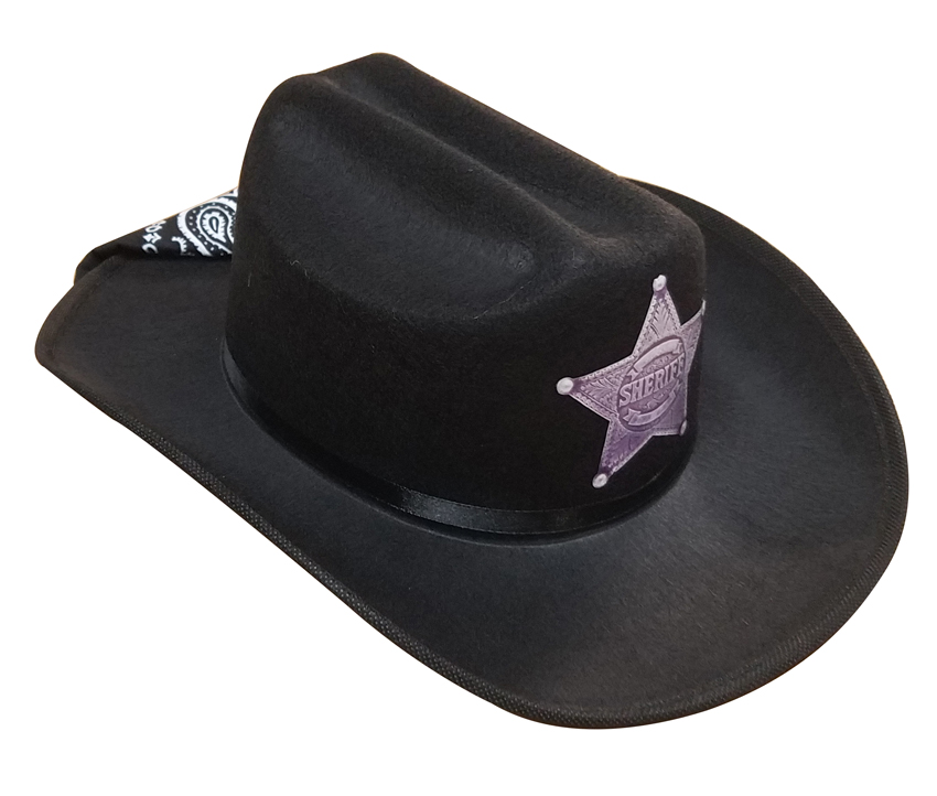 CBBK-SH Black Cowboy Hat with Sheriff Badge