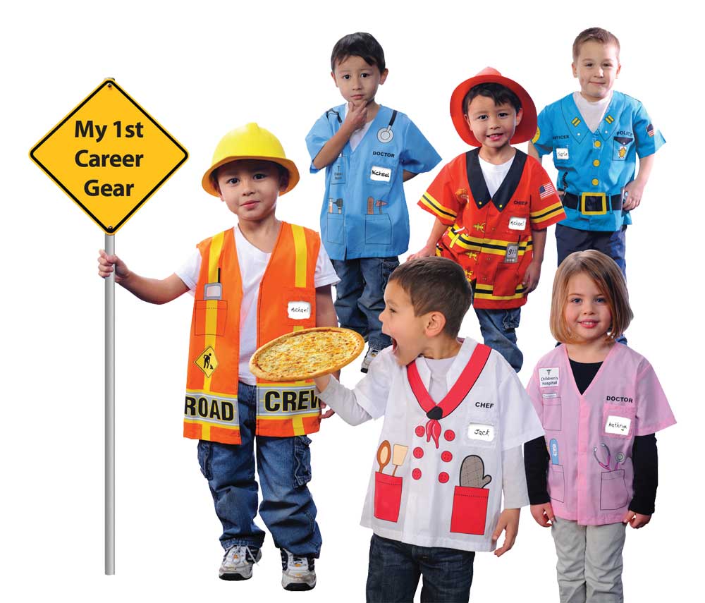 children wearing career gear bundle A. set of 6 shirts.