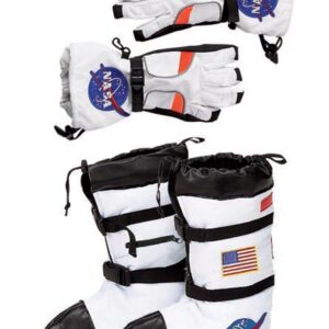 White astronaut boots and gloves accessory bundle.