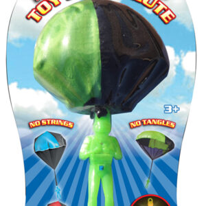 Green light up parachute guy toy in package.