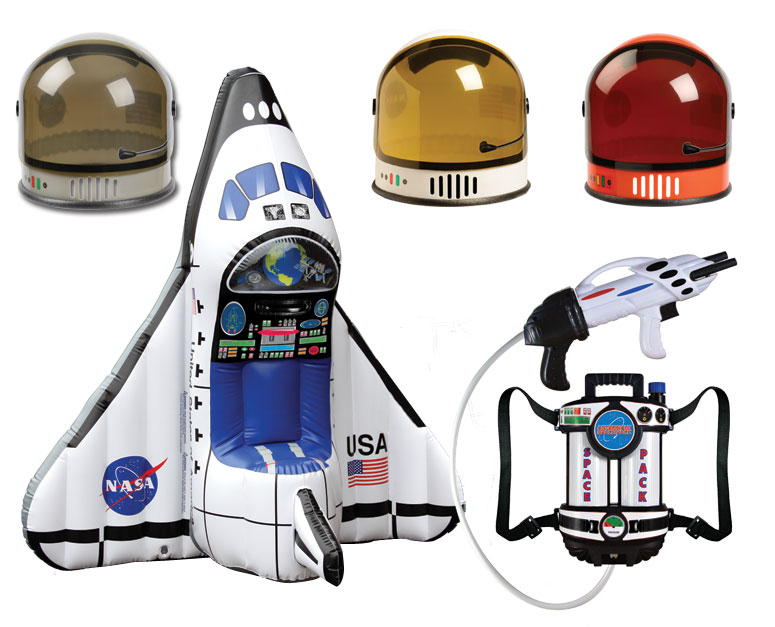 images Catalog bundle with inflatable space shuttle, space pack and choice of astronaut helmet.
