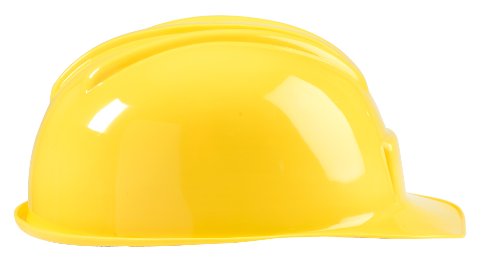 Construction helmet, right side view.