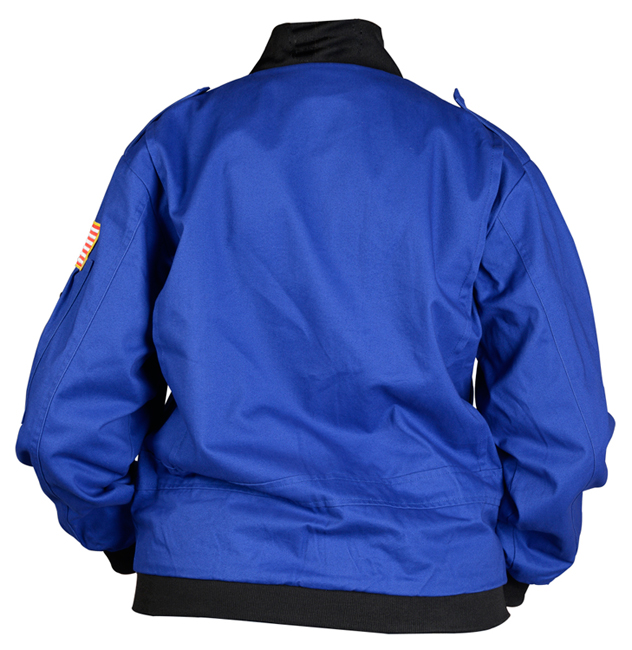images Blue flight jacket back view.