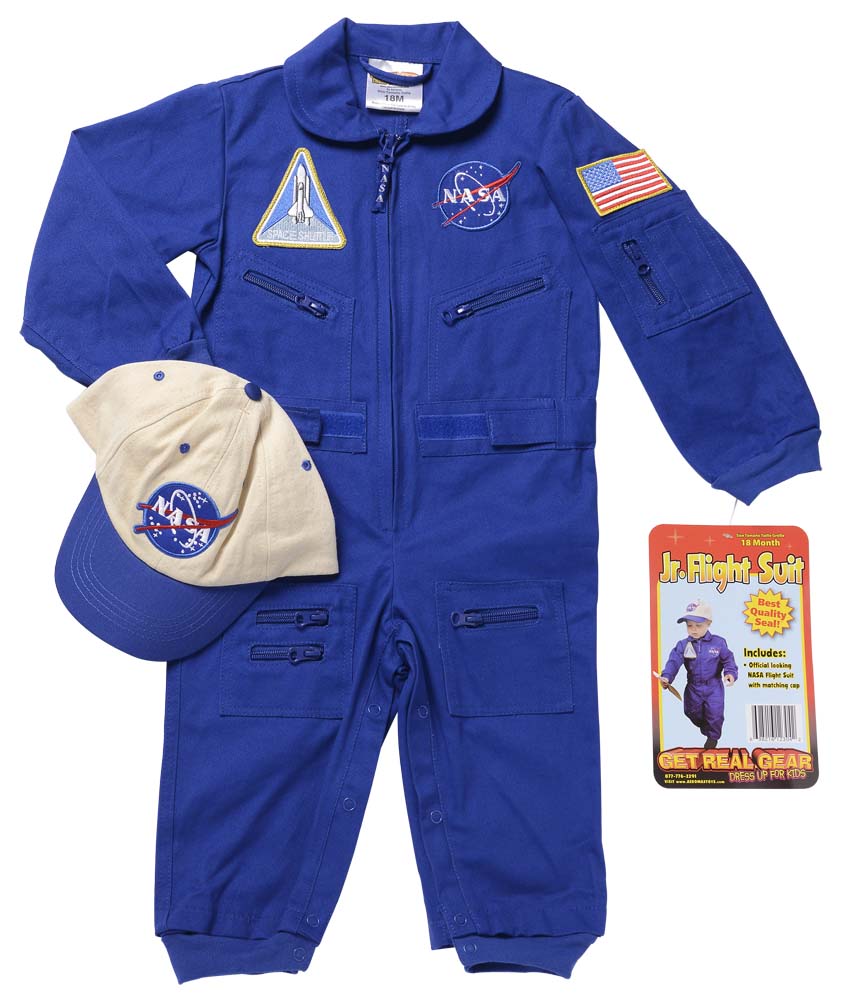 images Flight suit with hang tag, front view.