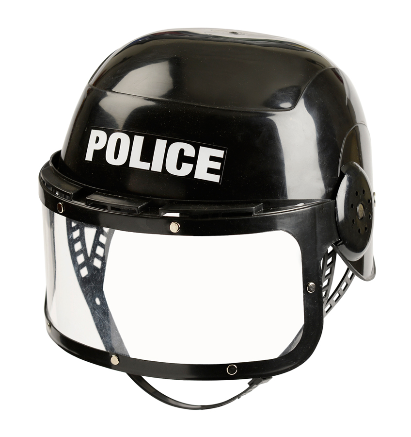 images Police helmet, left side view.