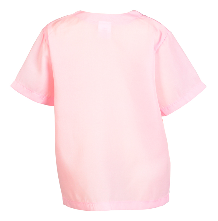 Pink doctor shirt, back view.