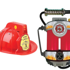 Red firefighter helmet with lights and sound and firepower.